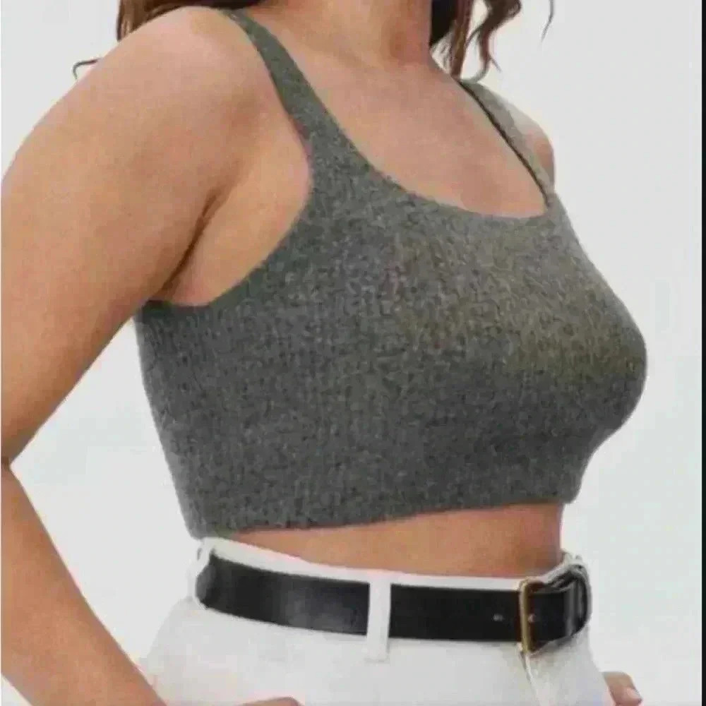 Everlane The Cozy Stretch Tank Heathered Charcoal Size XS NWT